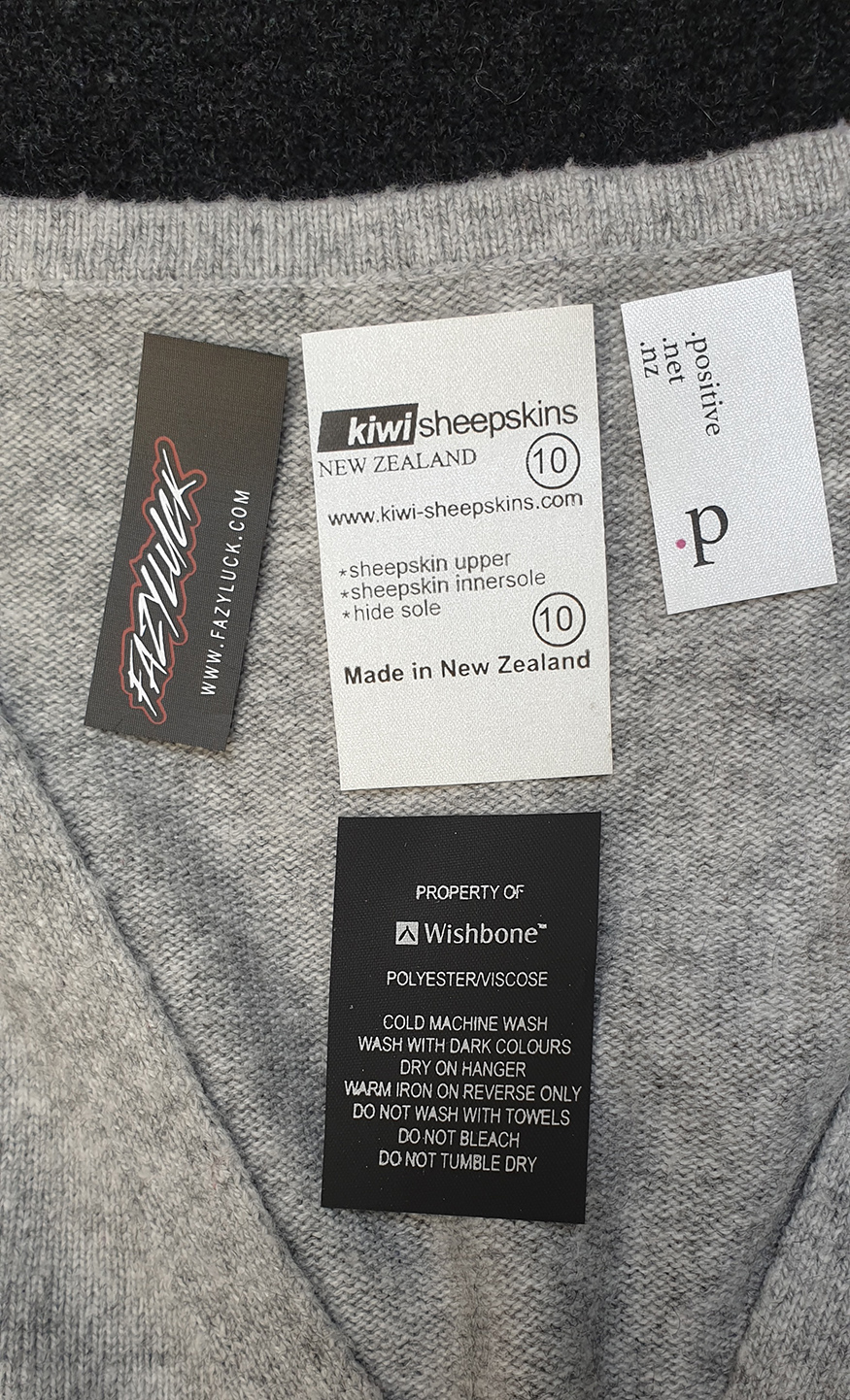 Printed garment label example